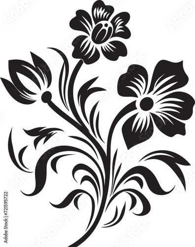 Chic Noir Shadowed Waltz Black Vector BloomsNocturnal Garden Sonata Floral Vectors in Black