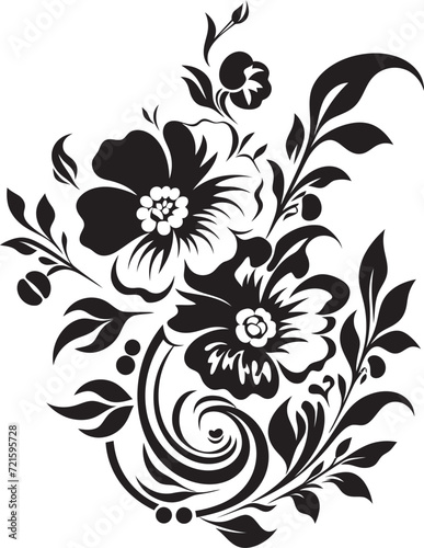 Mystic Shadowed Waltz Black Floral Vector EditionEthereal Nightshade Symphony Noir Vector Blooms