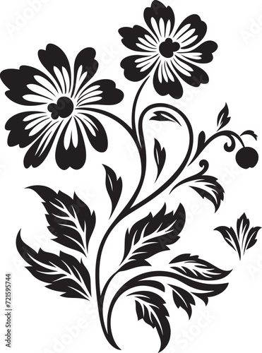 Gothic Shadowed Nocturne Black Floral EnsembleSilhouette Petal Sonata Midnight Vector Blooms