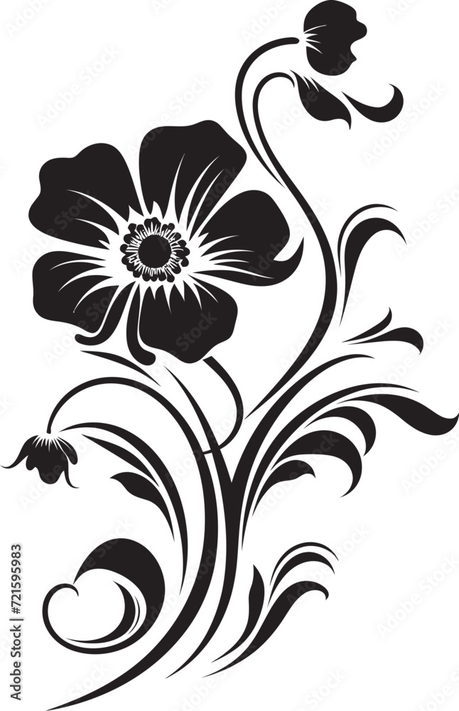 Chic Noir Shadowed Waltz Black BloomsNocturnal Garden Sonata Florals in Black