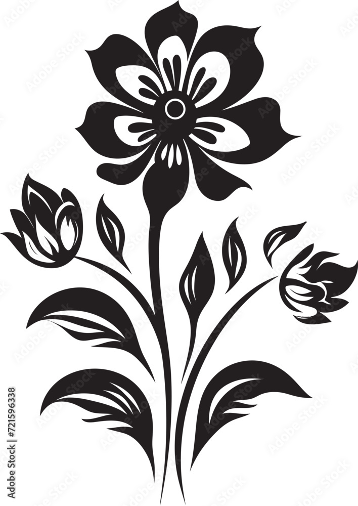 Glamorous Blooms Floral Vectors in BlackInk Drenched Flora Black Vector Designs