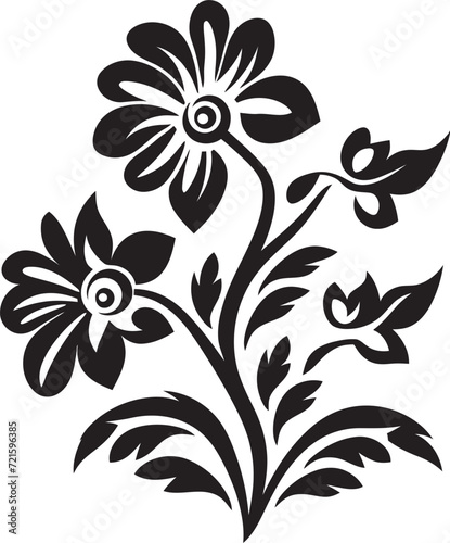 Noir Petal Reverie Black Vector FloraSilhouette Serenity Floral Vector Elegance