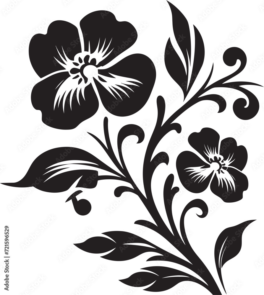 Enigmatic Botanical Noir Black Vector FloralsEthereal Midnight Bouquets Floral Vector Artistry