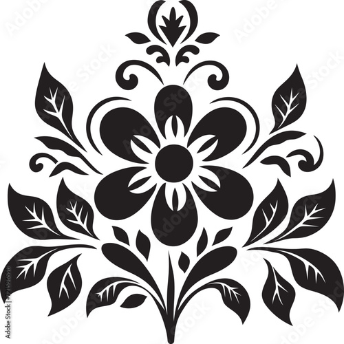 Darkened Beauty Black Floral Vector ArtNocturnal Botanicals Vector Flowers in Black