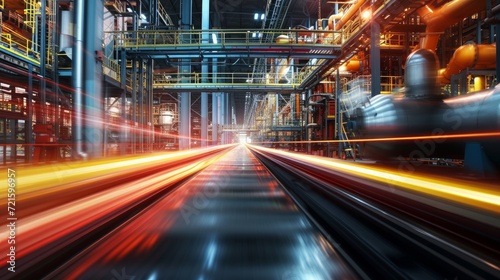 Smart industry concept with abstract high speed technology POV motion blur photo