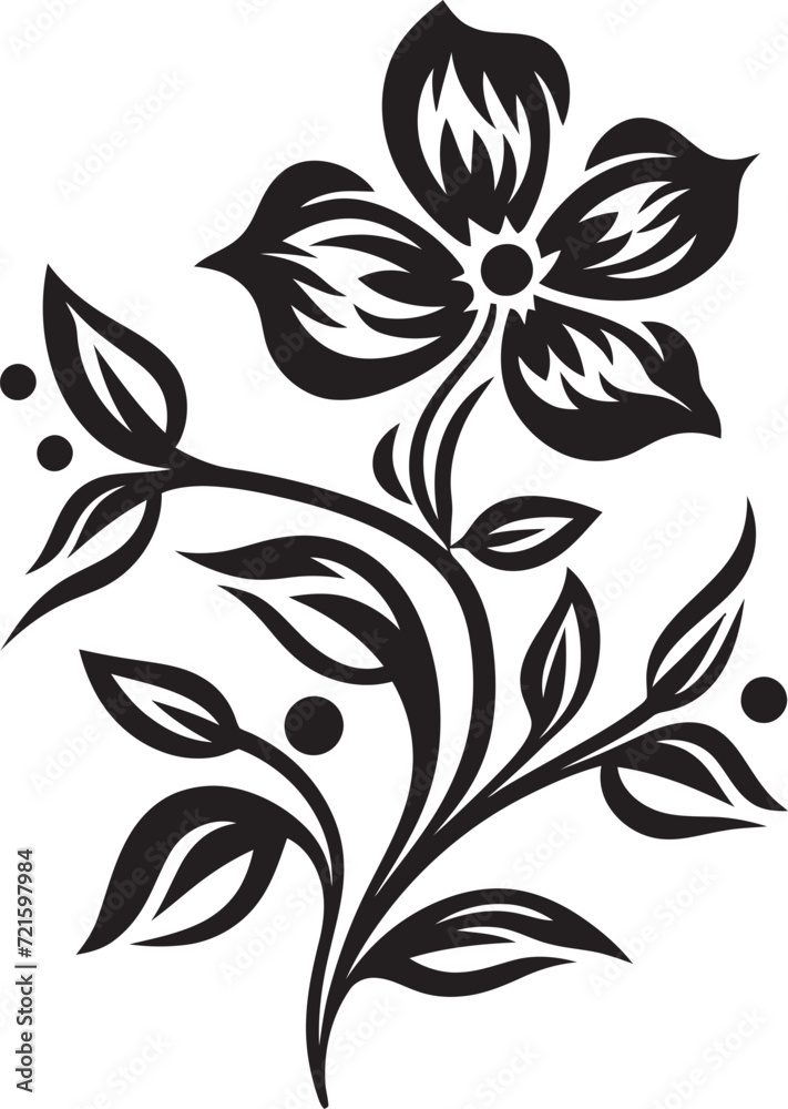 Enigmatic Noir Charm Black Floral ArtMidnight Floral Fantasia Noir Vector Charm