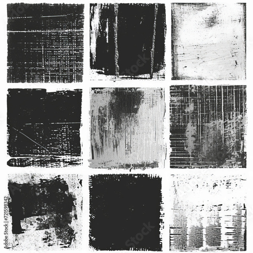 Overlay texture set. Different types of texture stamps, scratches. Collection urban grunge overlay. Black and white mask
