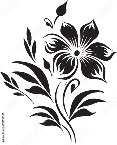 Fototapeta Naklejka Na Ścianę i Meble -  Whimsical Noir Botany Vectorized FloraMystic Noir Symphony Floral Vector Art