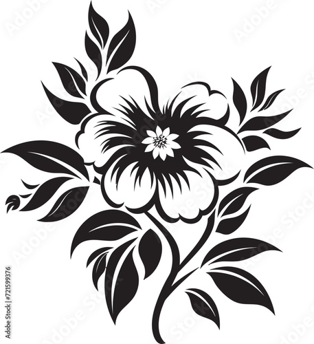 Fototapeta Naklejka Na Ścianę i Meble -  Midnight Floral Reverie Noir Vector CharmSilhouetted Bloom Ensemble Blackened Vectors