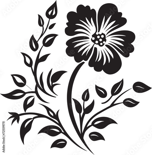 Obsidian Garden Elegance Black Vector ArtNoir Floral Ensemble Vectorized Blooms