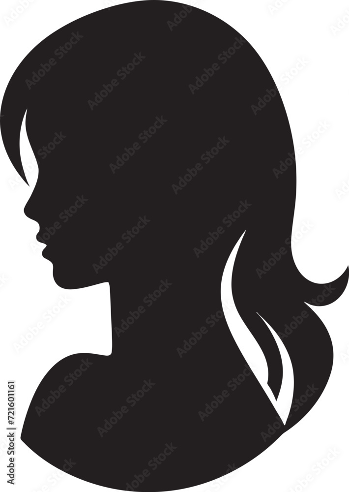 Silhouette Serenity Black Girl Portrait DrawingDepth in Darkness Monochrome Girl Vector Illustratio
