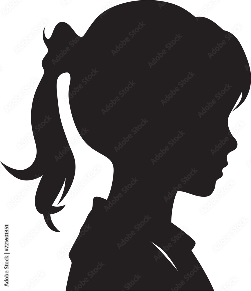 Sleek Sophistication Black Girl Portrait IllustrationMysterious Monochrome Vector Girl in Black