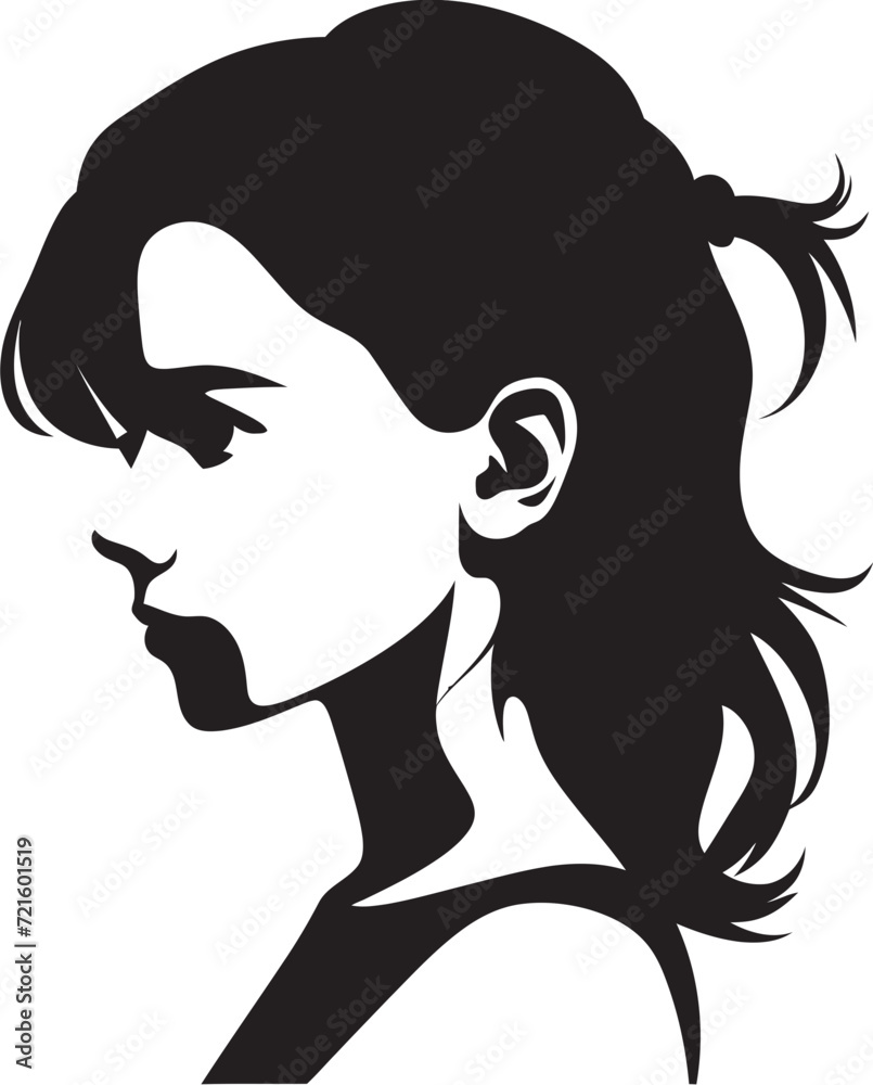 Sublime Silhouette Vector Art of a Black GirlEthereal Enigma Black Girl Portrait Vector