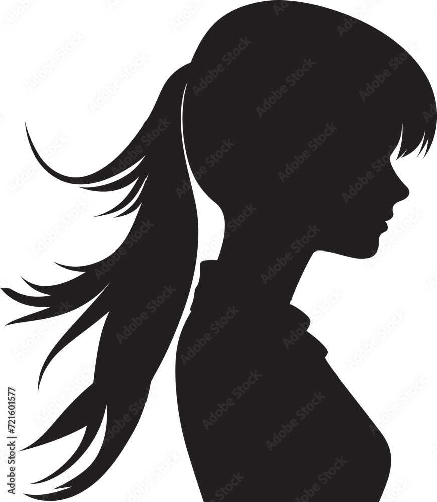 Embracing Shadows Vector Girl in Black and WhiteChic Silhouette Black Girl Vector Portrait
