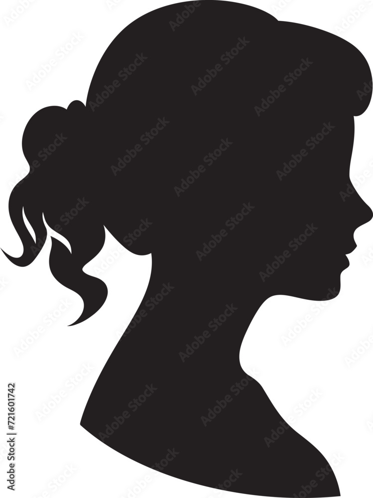 Timeless Elegance Vector Girl Illustration in BlackCaptivating Contrast Monochrome Girl Vector Art