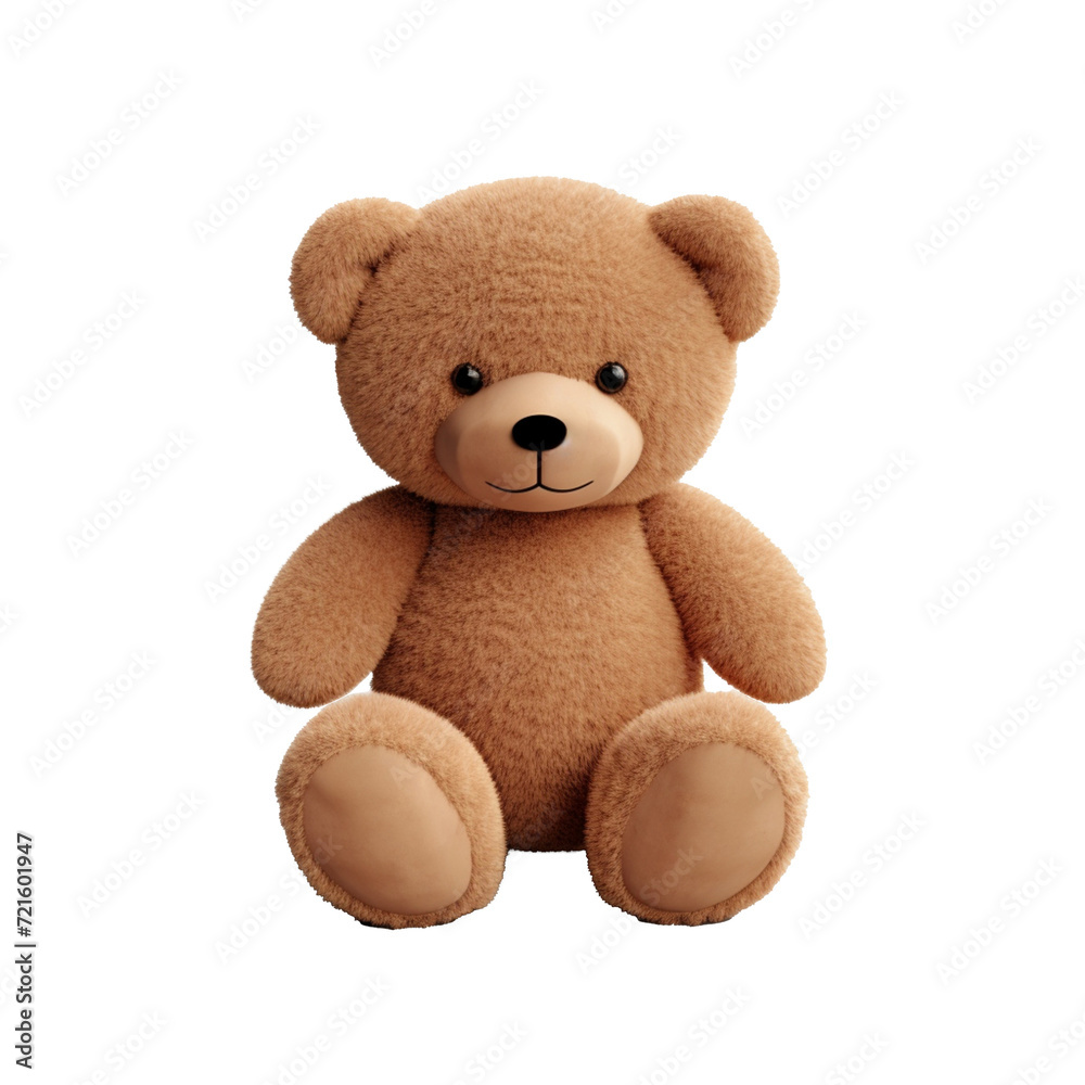 Cutout of a Fluffy Toy Bear Isolated Against a Transparent Background (PNG) - AI Generative
