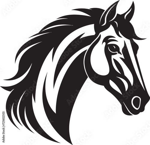 Flowing Mane in Vectors Monochrome GallopBold Equestrian Artistry Black   White Horses