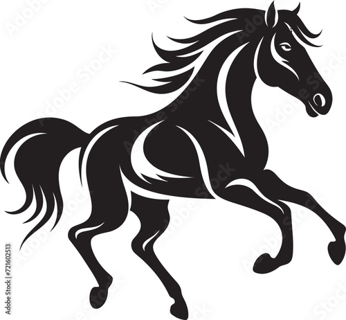 Elegant Equine Outlines Black & White VectorGraceful Gallop Monochrome Horse Illustrations