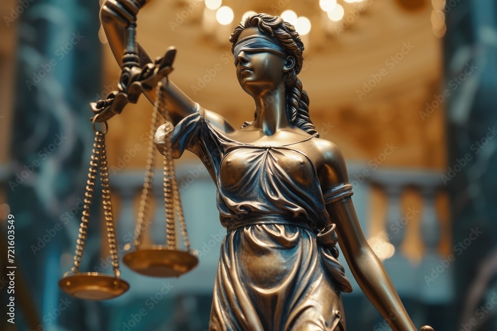 Lady Justice statue holding a sword. Ideal for legal, justice, and law-related themes