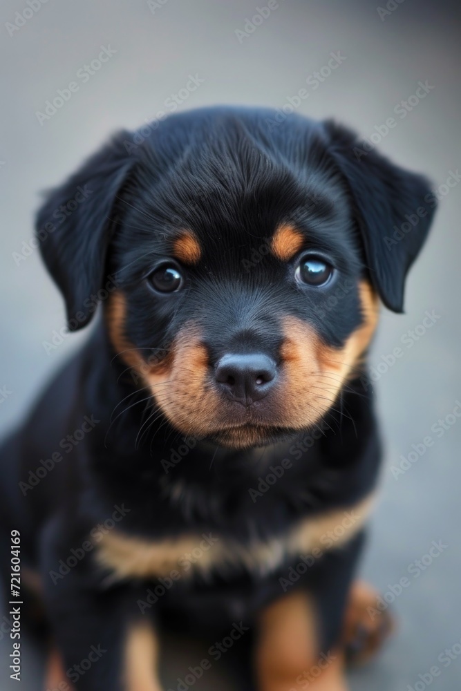 A cute and adorable small black and brown puppy sitting on the ground. Perfect for pet lovers and animal-themed projects A cute and adorable small black and brown puppy sitting on the ground. Perfect for pet lovers and animal-themed projects