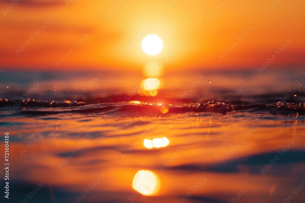 A beautiful sunset over the ocean. This image can be used to depict tranquility and the beauty of nature