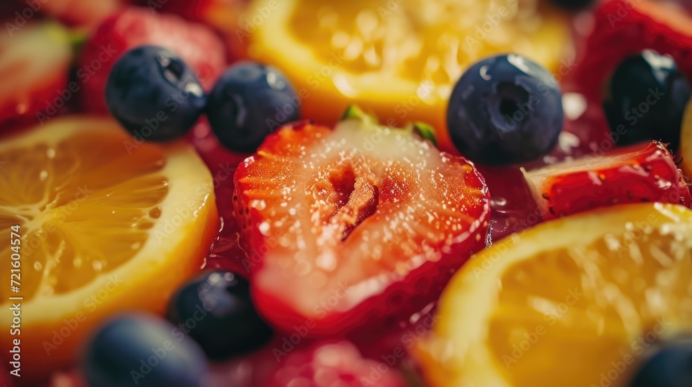 A close-up view of a plate filled with a variety of fresh and colorful fruits. Perfect for healthy eating concepts or refreshing summer themes A close-up view of a plate filled with a variety of fresh and colorful fruits. Perfect for healthy eating concepts or refreshing summer themes