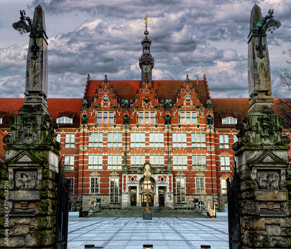 Fototapeta premium Ancient building of Politechnika Gdansk, university