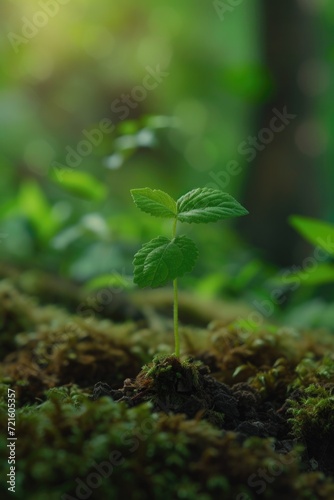 A small plant is seen sprouting out of the ground. This image can be used to depict growth, new beginnings, or nature