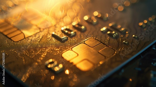 A close up view of a credit card placed on a table. Suitable for financial and banking concepts photo