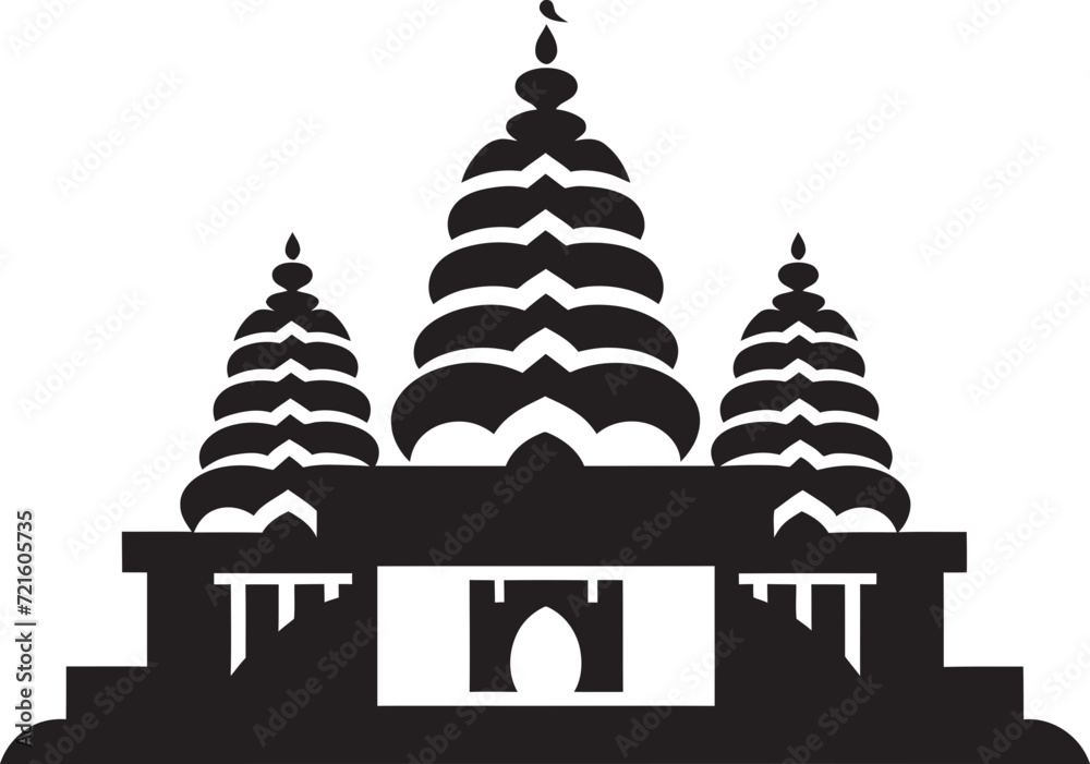 Traditional Temple Architecture in VectorDetailed Indian Temple Outline Art