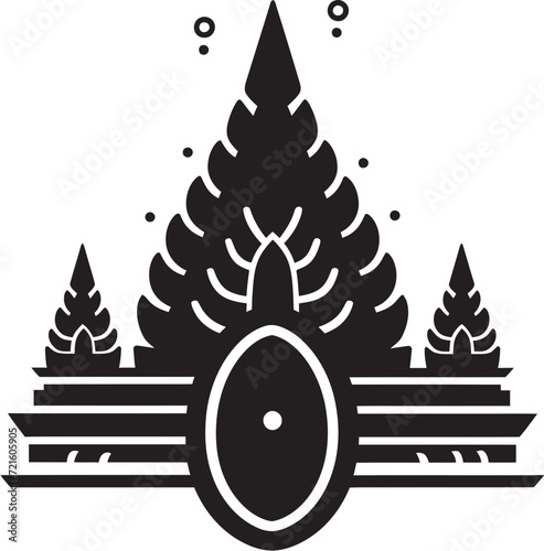 Indian Temple Tower Vector ArtBlack and White Detailed Temple Illustration photo