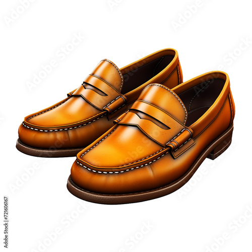 Cutout of a Pair of Formal Brown Loafers Isolated Against a Transparent Background (PNG) - AI Generative