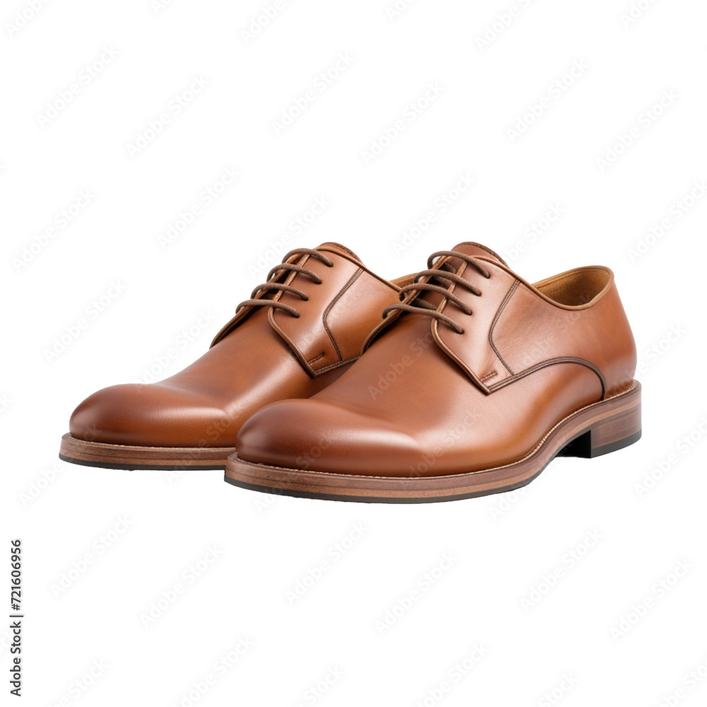 Cutout of a Pair of Formal/Business Brown Shoes Isolated Against a Transparent Background (PNG) - AI Generative