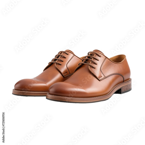 Cutout of a Pair of Formal/Business Brown Shoes Isolated Against a Transparent Background (PNG) - AI Generative