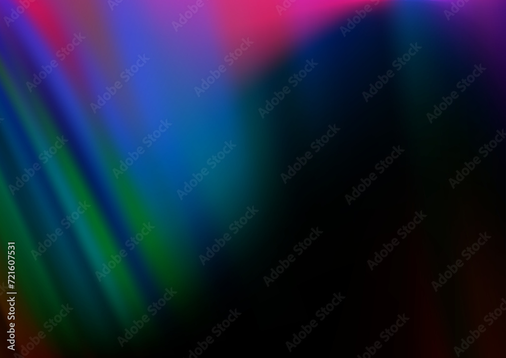 Dark Multicolor, Rainbow vector backdrop with bent lines. A sample with blurred bubble shapes. Brand new design for your ads, poster, banner.