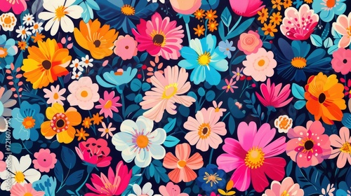 Colorful flowers arranged in a bunch on a vibrant blue background. Perfect for adding a pop of color to any project or design