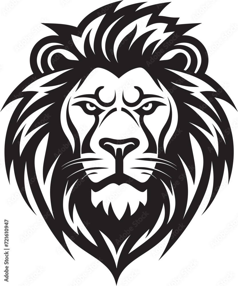 Contemporary Lion IllustrationVector Black Lion Mane