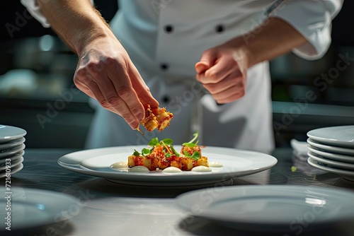 A chef preparing a delicious dish in a fine restaurant.