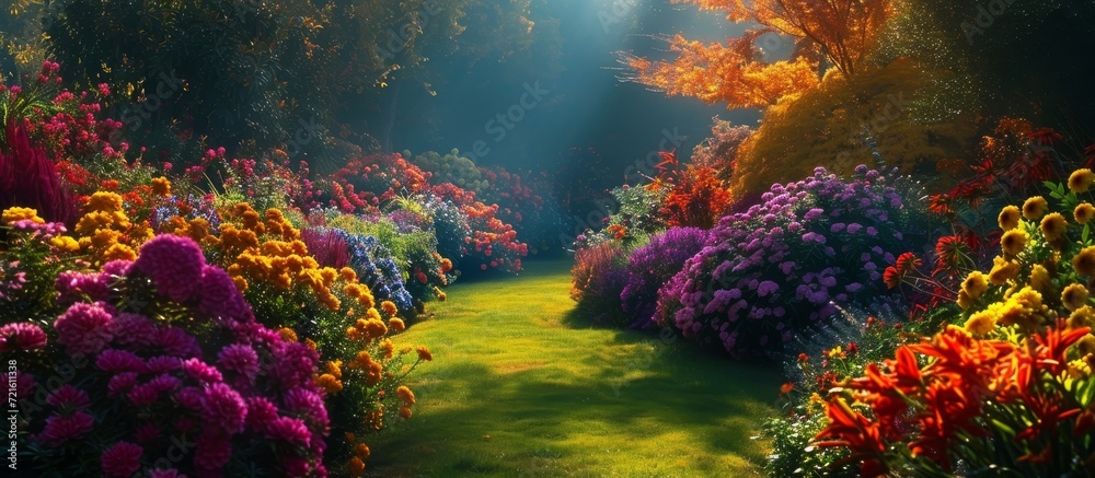 Fototapeta premium Captivating Photo of a Stunningly Beautiful Garden Bursting with Colorful Flowers