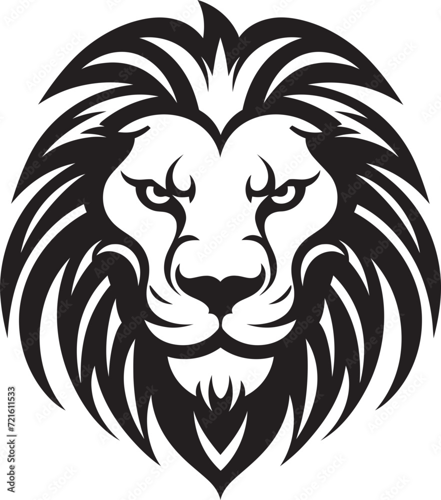 Tribal Inspired Lion King VectorVectorized Lion Face Black Artwork