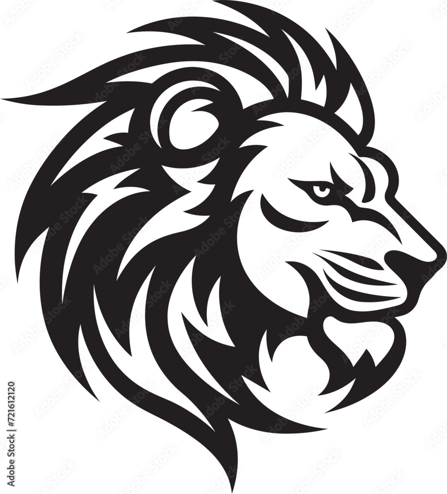Lion Mane Vector IllustrationVectorized Lion Head Black Theme