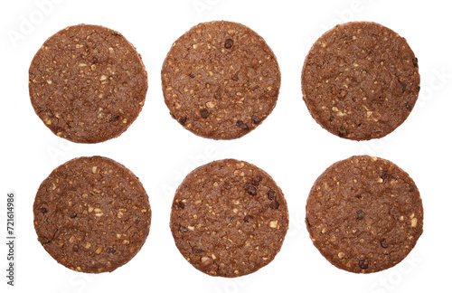 Set biscuit with chocolate, wholegrain with rolled oats and chocolate isolated on white, top view © dule964