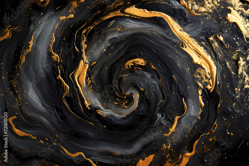 A luxurious swirl of black and gold marble, creating an elegant backdrop for design and sophistication. 