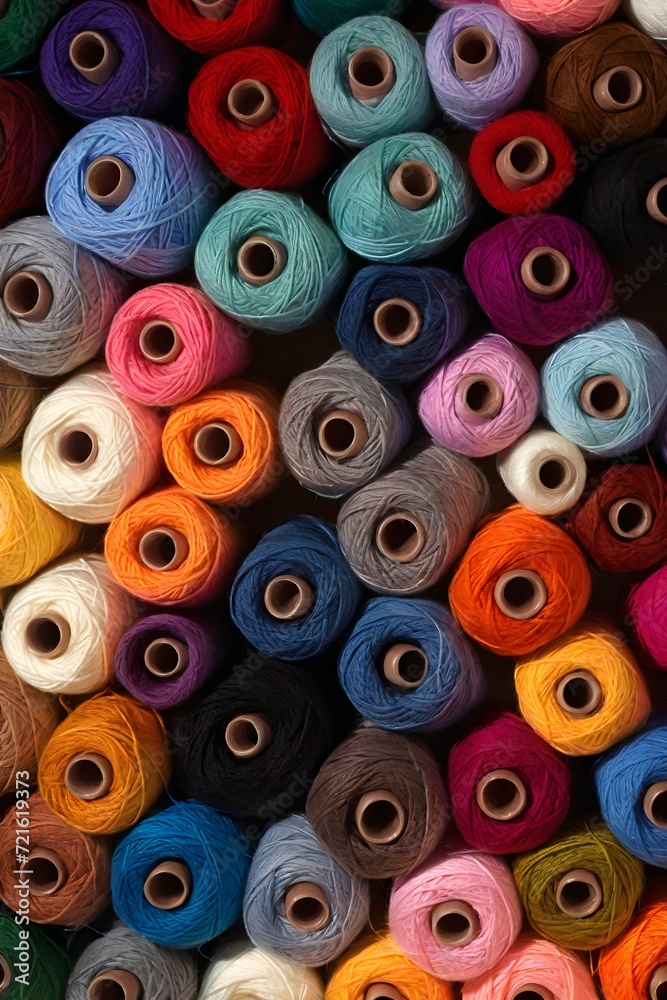 Solid background from a skein of thread. Sewing threads stand on top of each other, multi-colored yarn background. Solid background from a skein of thread. Sewing threads stand on top of each other, multi-colored yarn background.