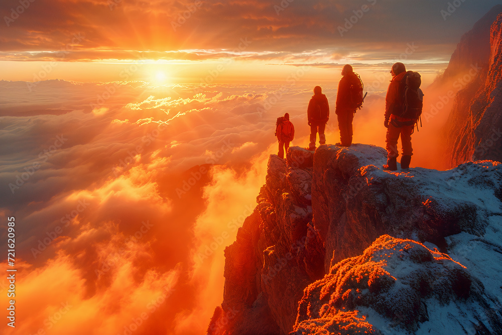 Climbers Scaling Peaks