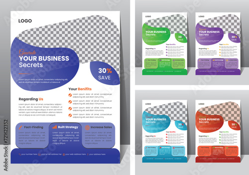 Creative & modern trend Corporate Business flyer templet, 5 unique color variation Flyer Design in a4 size, Geometric brochure design cover page flyer layout.