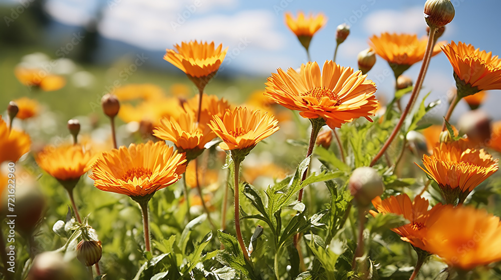 Fototapeta premium field with orange marigold flowers