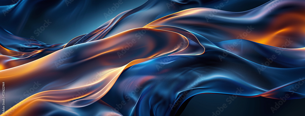 Abstract Silken Waves with Orange Highlights
