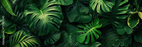 Tropical green leaves. Lush jungle background. © Simon