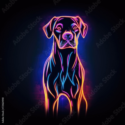 Great dane. Neon outline icon with a light effect